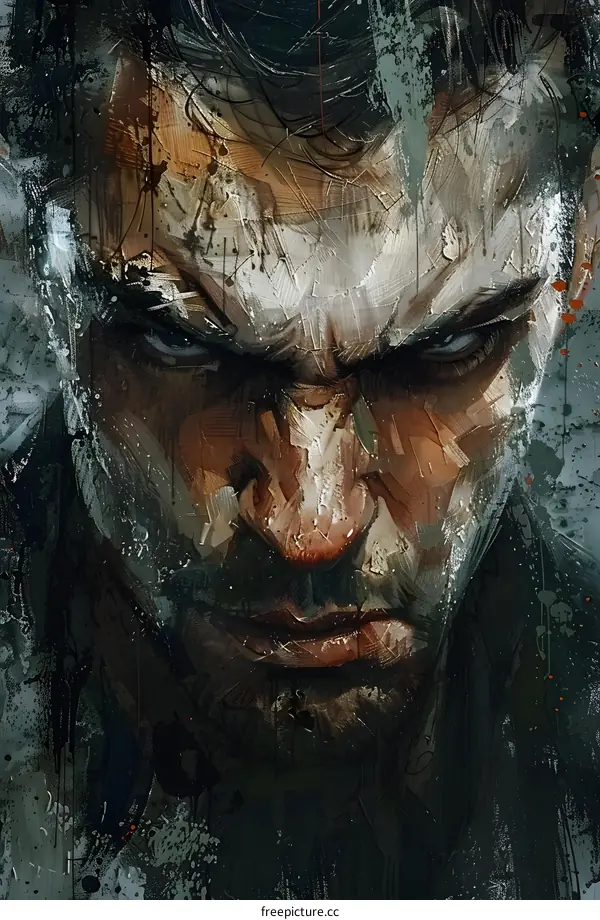 Portrait of a man with a beard and a stern expression