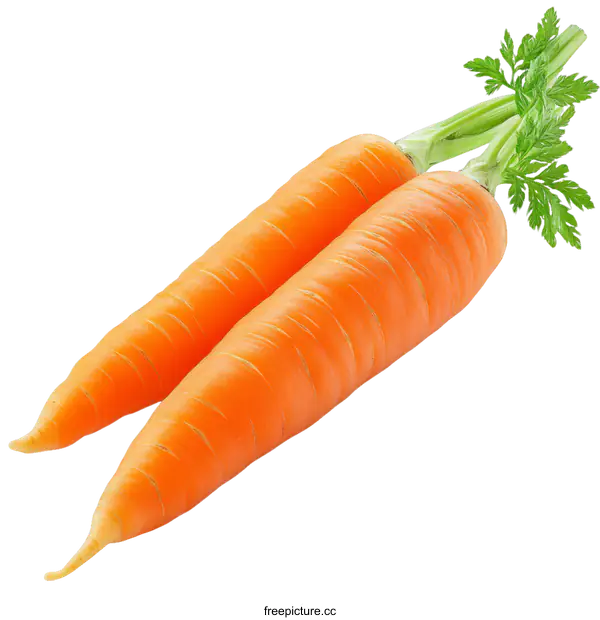 [Transparent Background PNG]Two Fresh Carrots Isolated on White Background