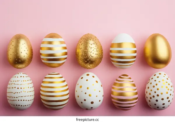 Colorful Easter Eggs on Pink Background