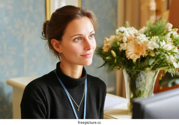 Professional Receptionist in Elegant Setting
