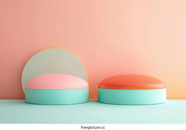 Pastel Color Product Display Stand Illustration