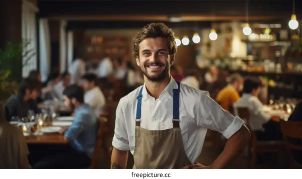 Portrait of a happy chef standing in a restaurant