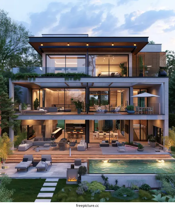 Modern Multi-level House with Outdoor Living Area
