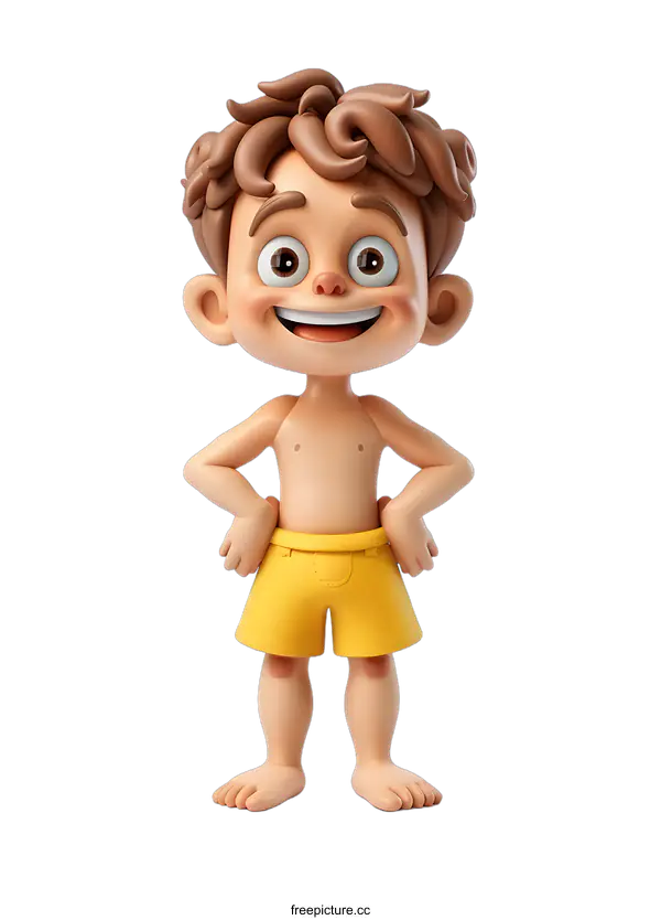 [Transparent Background PNG]3D illustration of a happy cartoon boy