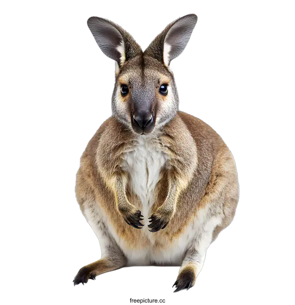 [Transparent Background PNG]Close Up of a Red-necked Wallaby Sitting on a White Background