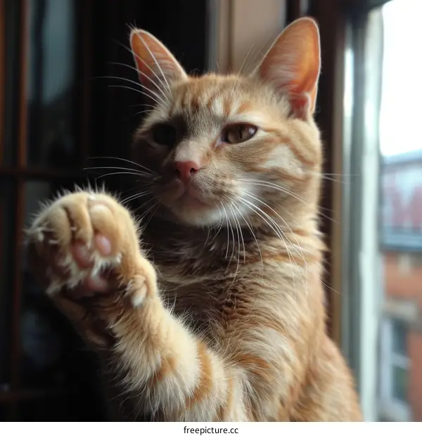 Cat reaching out with paw