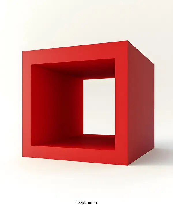 Red Cube with an Empty Interior Design