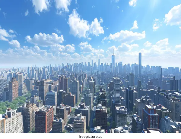 Manhattan Skyline on a Sunny Day