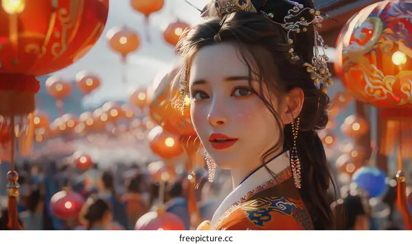Portrait of a young Chinese woman in traditional clothing