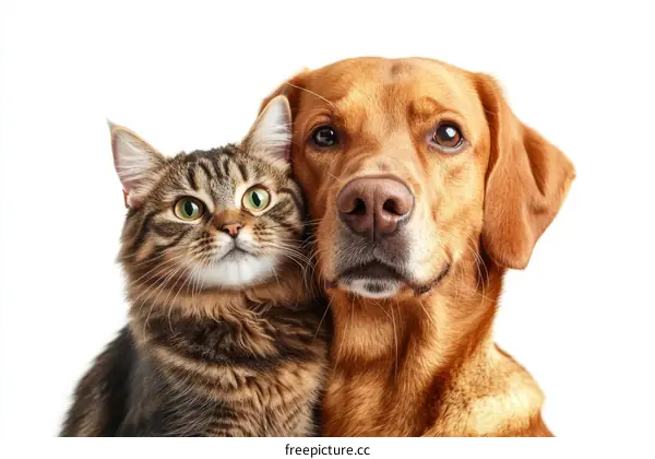 Close Up of a Cat and a Dog