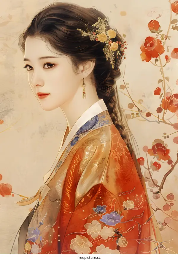 A beautiful Korean lady in traditional dress