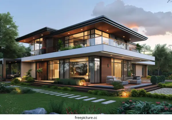 Modern Luxury House Exterior Design Illustration