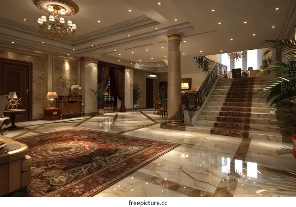 Upholstered Corridor of a Mansion