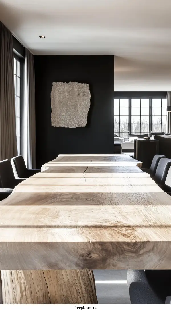 Modern Wooden Dining Table in a Contemporary Interior