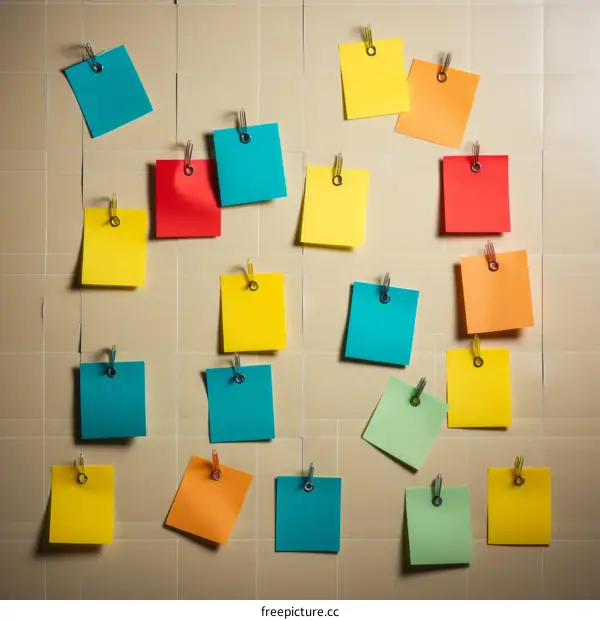 Colorful Sticky Notes on Corkboard for Organization