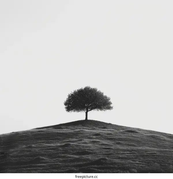 A Solitary Tree Perched on a Hilltop