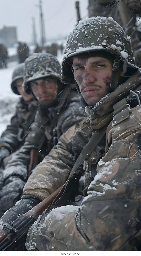Three soldiers in winter gear