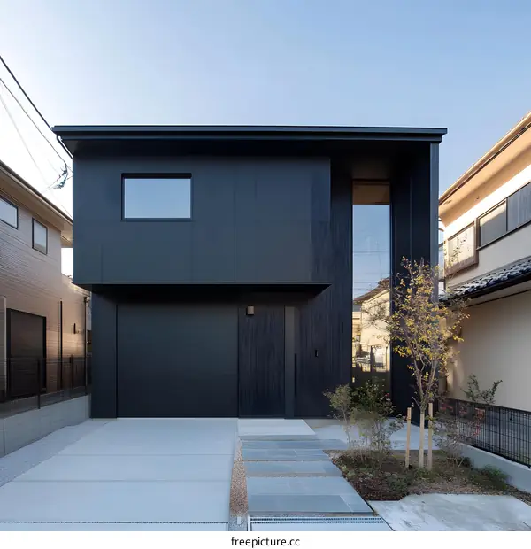 Modern Black House with Minimalist Design