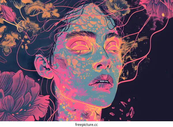 Woman with Floral Design on Face