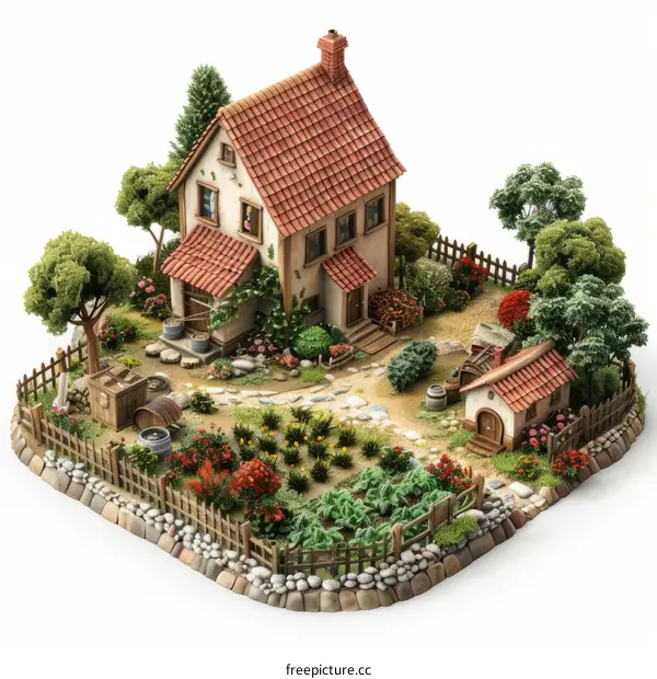 A small European-style house with a garden