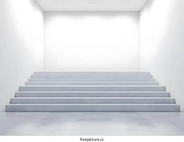 Empty White Room Concrete Steps