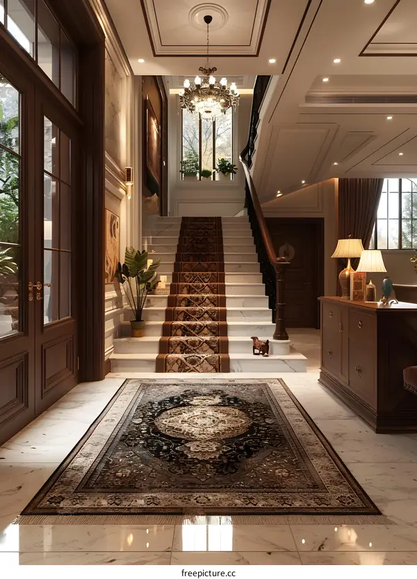 Staircase in a luxurious house