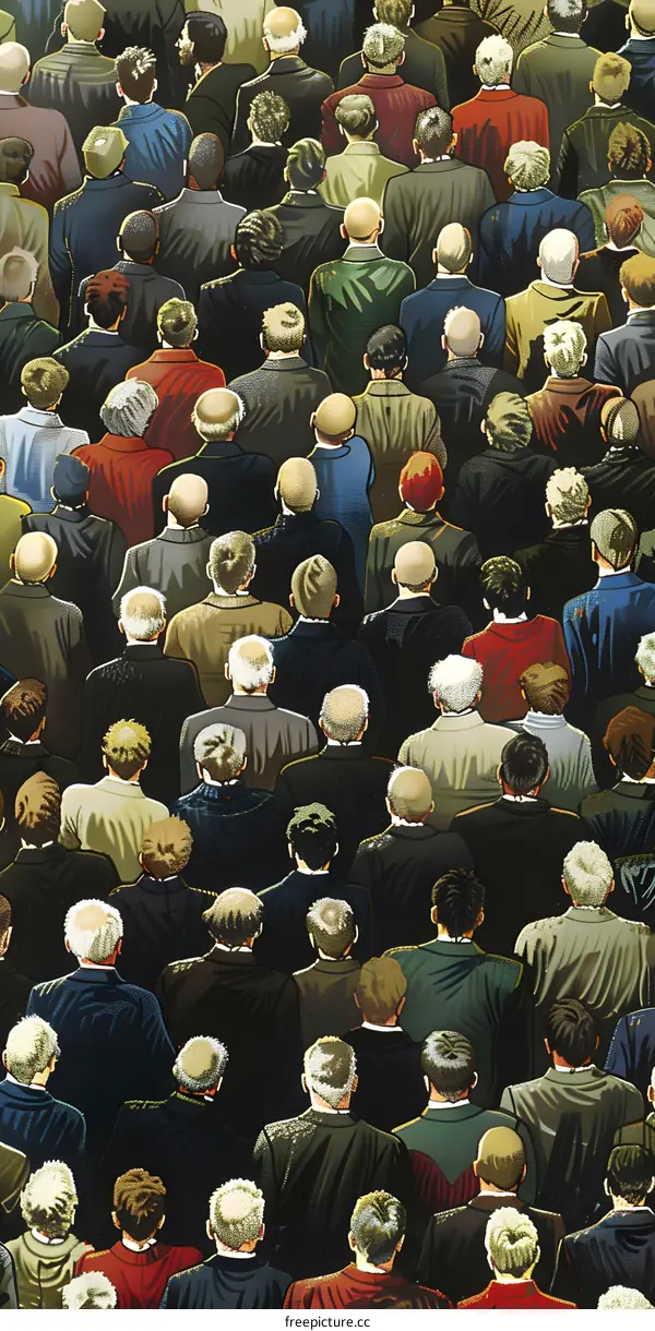 Illustration of a Large Crowd of People from Behind