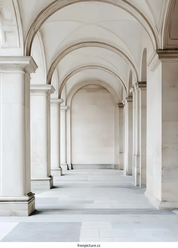 White Columns and Arched Ceiling in a Building