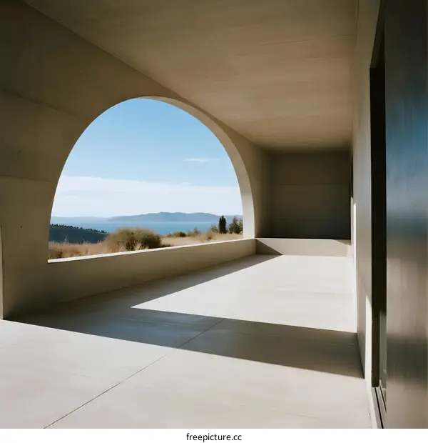 Arched Concrete Veranda with Stunning Ocean View