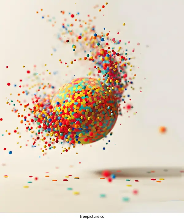 Colorful Sphere with Confetti Explosion
