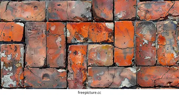 Weathered Red Brick Wall Texture