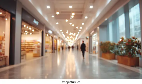 Blurred Shopping Mall Interior with People