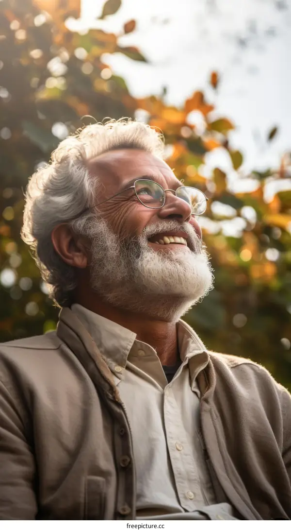 Portrait of a smiling old man with a beard