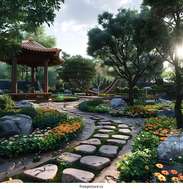 Chinese style garden landscape design renderings