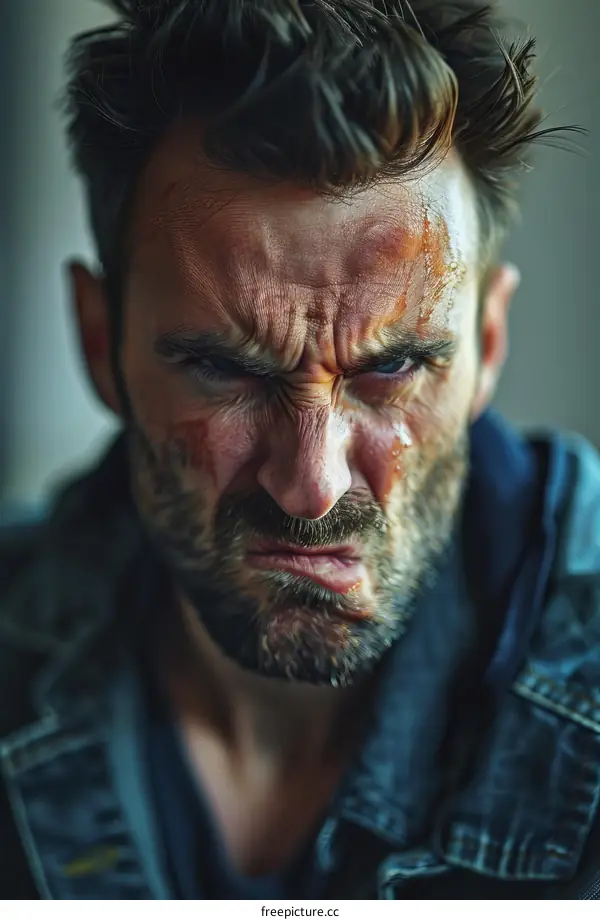 Close-up Angry Man Portrait