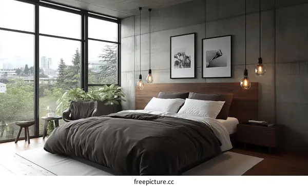 Modern Bedroom Interior Design with Large Windows