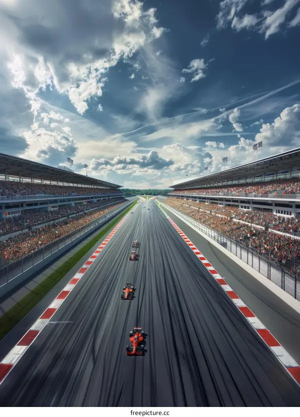 Formula One cars racing on a track