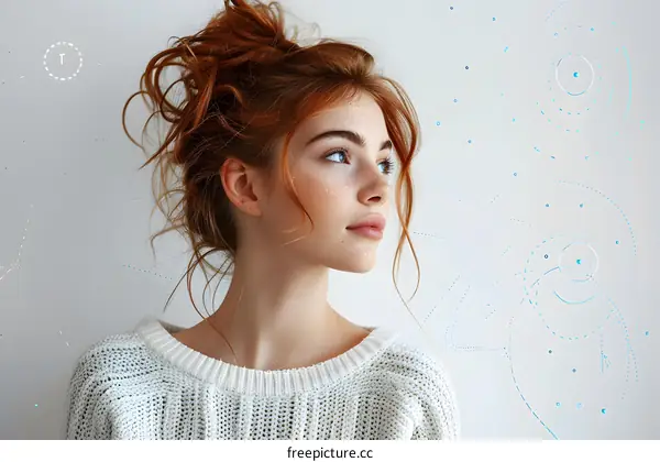 Woman with Red Hair Looking Away