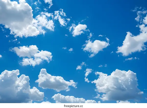 Blue Sky with Fluffy White Clouds