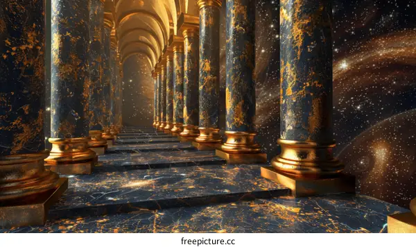 Golden Pillars Corridor into the Cosmos