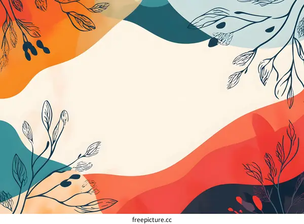 Abstract Floral Background with Watercolor Design