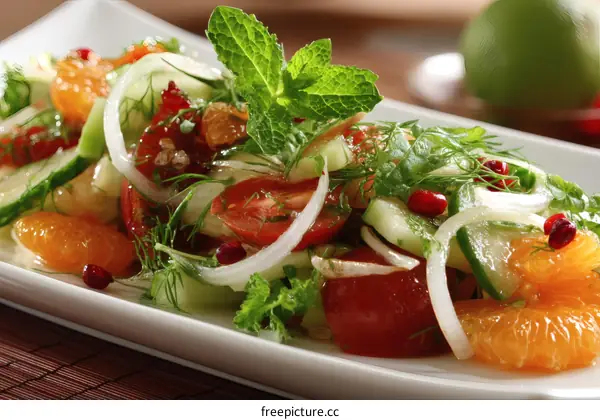 Delicious Colorful Fruit and Vegetable Salad