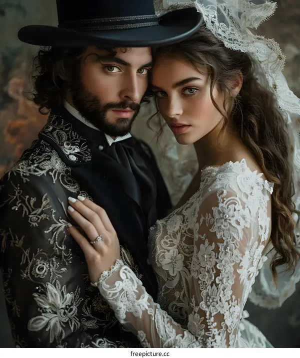 A couple dressed in Gothic attire