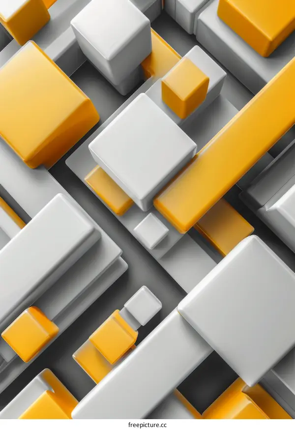 White and Yellow Cube Rendering in 3D Space