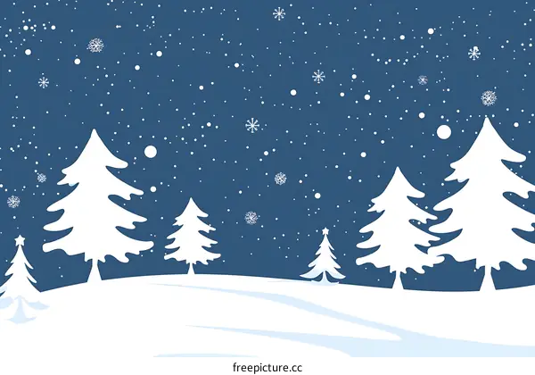 Winter Landscape with Snowy Trees and Falling Snow
