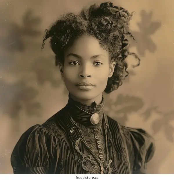 portrait of a young african american woman in the 1800s