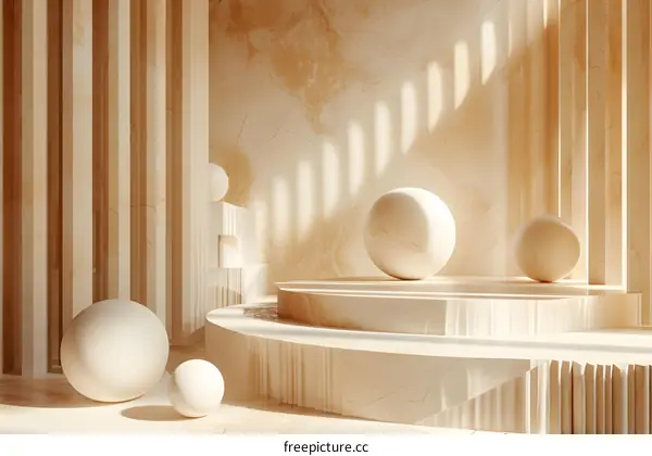 Minimalist 3D Podium with Spheres