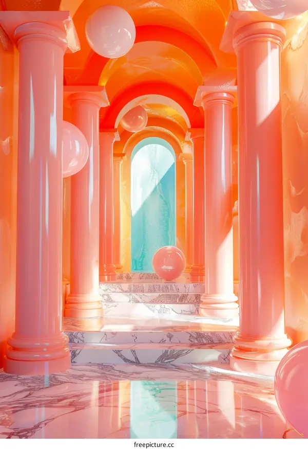 Colorful Pastel Architectural Corridor