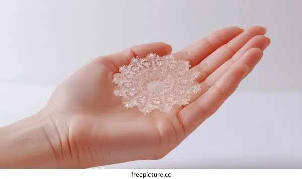 Snowflake Made of Transparent Plastic in Hand