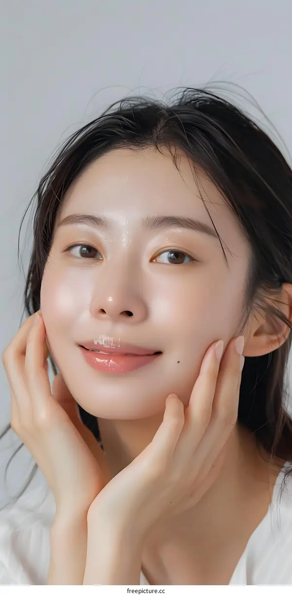 Portrait of a Young Asian Woman with Beautiful Skin